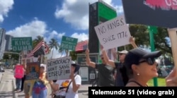 Manifestaciones "No Kings" en el Downtown de Miami.